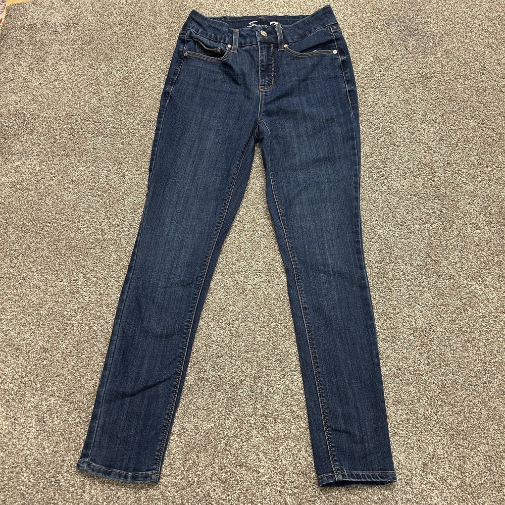 Seven7 Tummyless High Rise Skinny Jeans Womens 4 Dark Wash Blue Stretch Denim